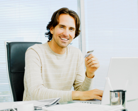Man ordering certified organic beef online.